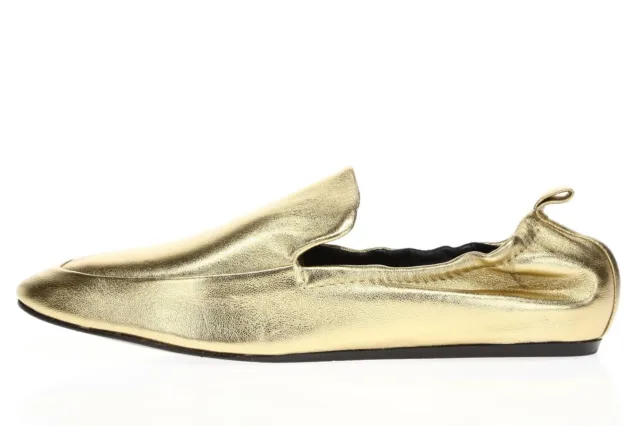 LANVIN Womens Gold Shimmer Leather Flats Sz 40
