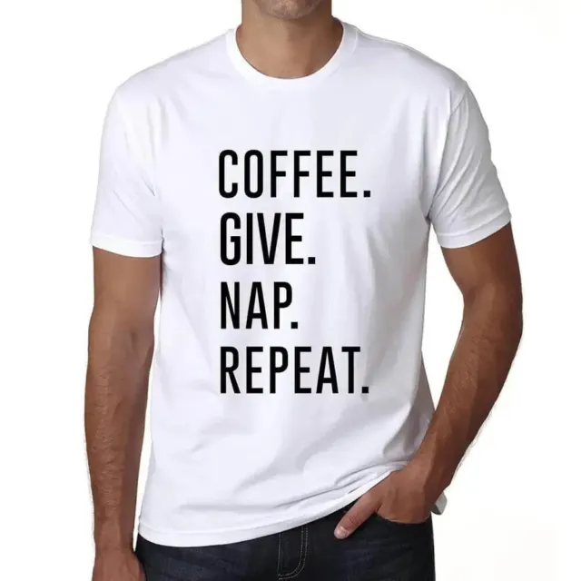 ULTRABASIC Homme Tee-Shirt Café Sieste Répétition Coffee Give Nap Repeat