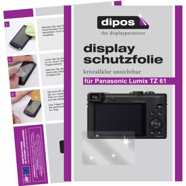 6x Schutzfolie für Panasonic Lumix DMC TZ61 klar Displayschutzfolie Crystalclear