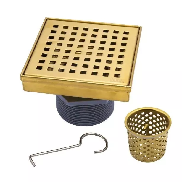 Oatey Designline 4 in. x 4 in. Stainless Steel Square Shower Drain Gold Square