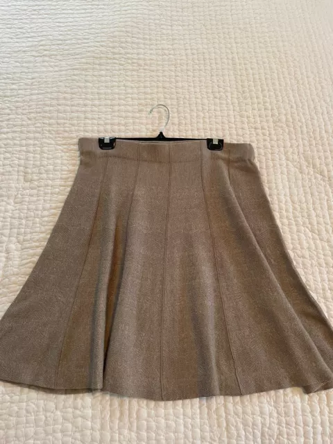 Nic+Zoe Light Brown Knit Jacquard Short Flare Skirt Size Large
