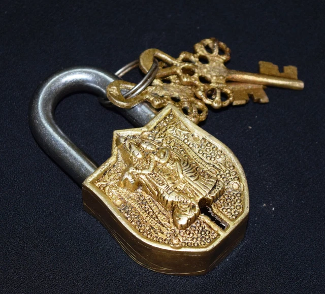 LORD RADHA KRISHNA Design Lock Brass Key Padlock Spiritual Door Safety