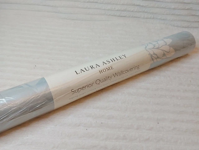 Laura Ashley Isodore Duck Egg / White Quality Wallpaper Pearlescent Inks 2009