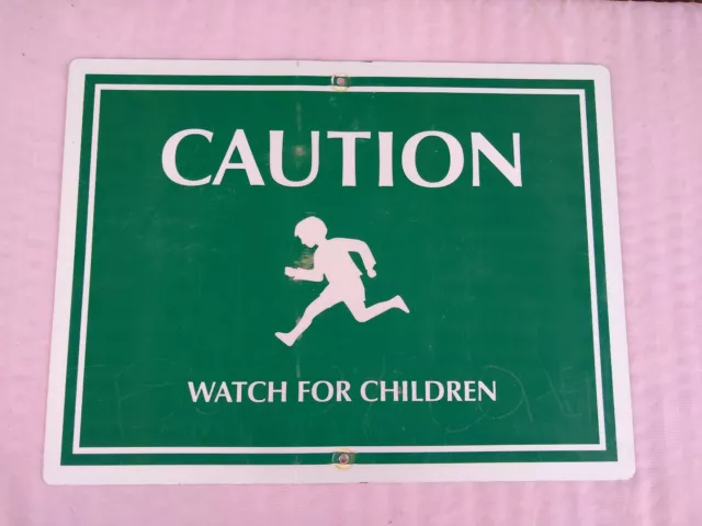 Vintage Metal Street Sign Caution Watch for Children Retired Sign 24 X 18