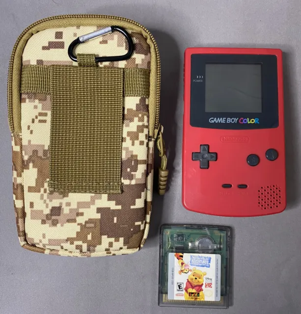 Nintendo Gameboy Color  Berry Used GBC with Travel Case and Winnie the Pooh Game