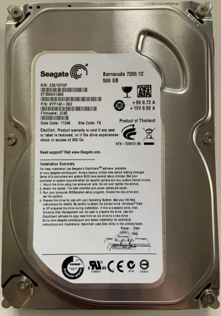 Seagate Barracuda 500GB Internal 7200 RPM 3.5" Hard Drive - ST3500413AS