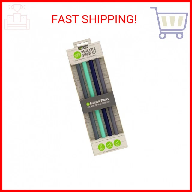 Reduce Silicone Plastic Straws, 4 Pack – Flexible Reduce Replacement Straws Fit