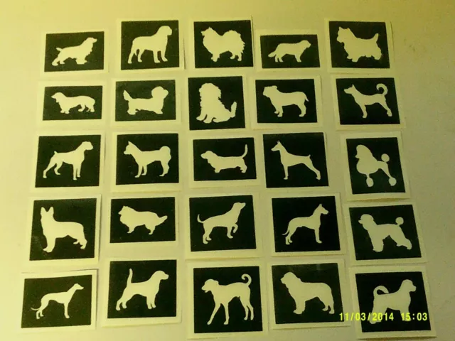 5 - 20 dog stencils for glitter tattoos many breeds   Frenchie bulldog pug husky