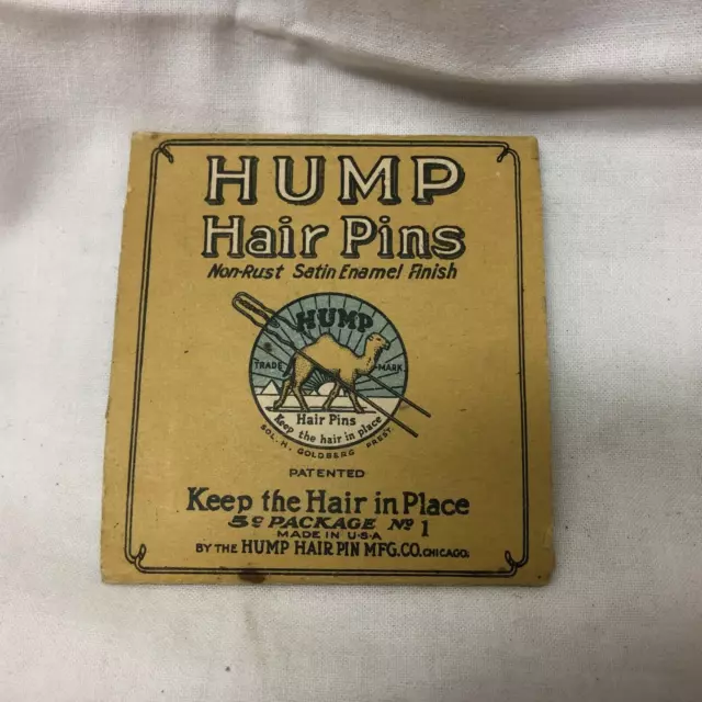 Vintage 1920s Hump Metal Hair Pins Size No. 1 Advertising Camel, Partially Used