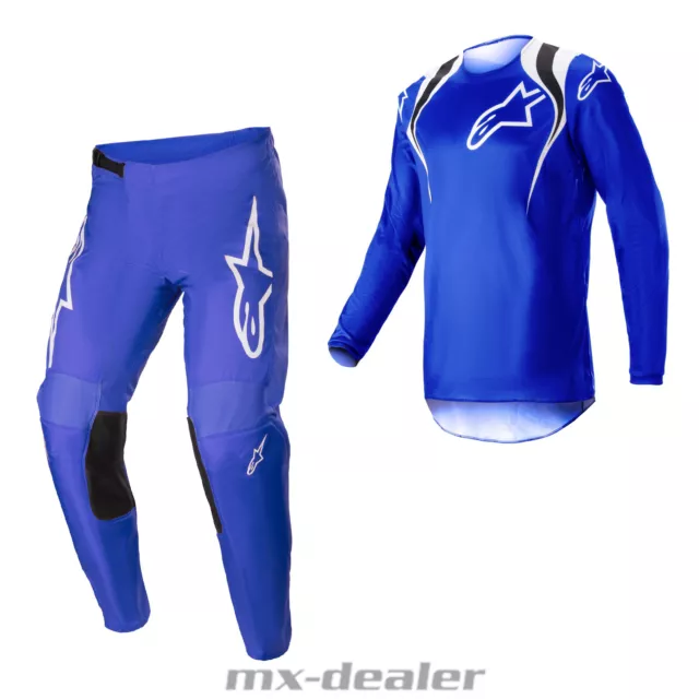 Alpinestars Fluid Narin Bianco Blu 2023 Motocross Enduro Combo Pantaloni Jersey