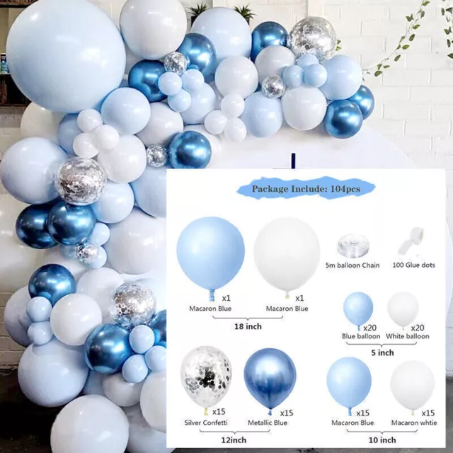 Arche Ballon Kit de Guirlande de Ballon 102PCS Ballon Blanc Argent et Or