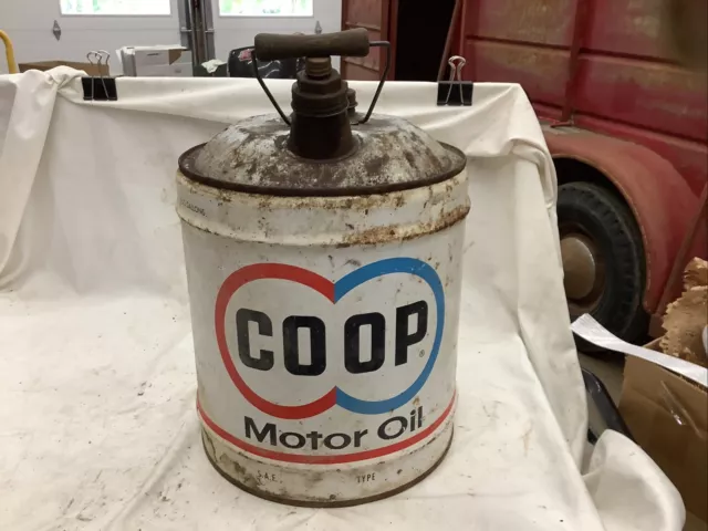 Vintage 5 gal. CO OP MOTOR OIL CAN. KANSAS CITY, MISSOURI, U.S.A.