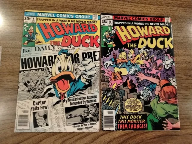 Howard The Duck #8,18 (Marvel) Classic Cover F/F+ Gene Colan Art