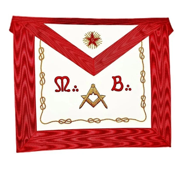 Masonic Scottish Rite Round Apron - Red-White AASR Master Mason Synthetic Apron