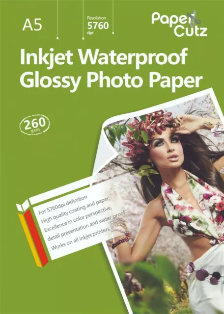 A5 Gloss 260GSM High Quality Premium Coated Inkjet Photo Paper - 100 Sheets