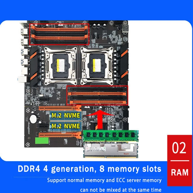 X99 CPU MOTHERBOARD DDR4 LGA Four Channel 8 DIMM Computer Desktop ...
