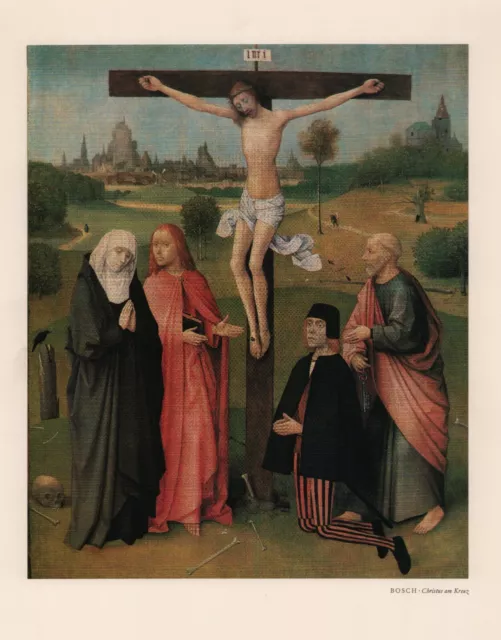 Lithografie 1966: Malerei, Hieronymus Bosch Christus am Kreuz