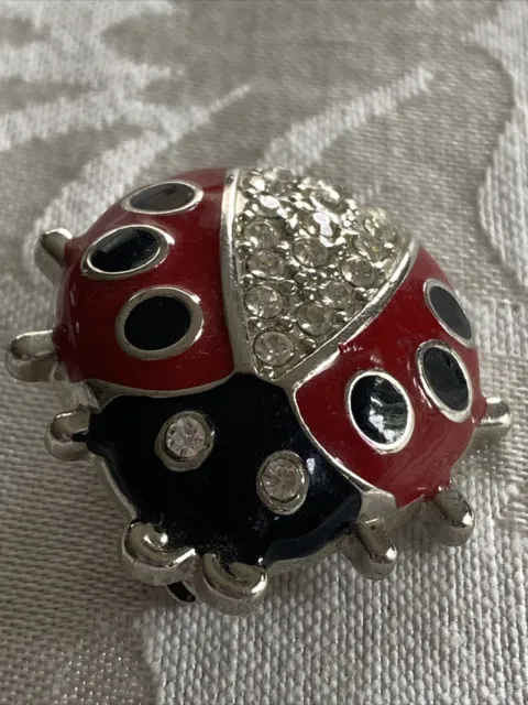 Lady Bug Lapel Pin Brooch Large Size Sparkling Faux Jewels
