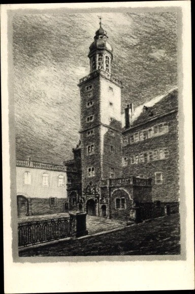 Künstler Ak Darmstadt in Hessen, Glockenspiel, Altes Schloss - 3129070