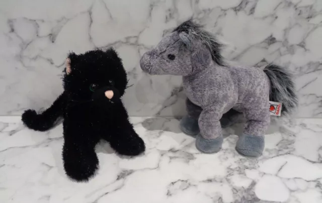WEBKINZ GANZ PLUSH Soft Toy Black Cat Grey Arabian Horse 14.99