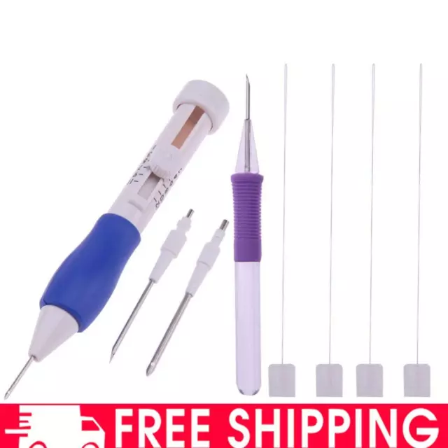 Punch Needle Set 3 Needles 2 Threaders Craft Tool for Embroidery DIY Sewing