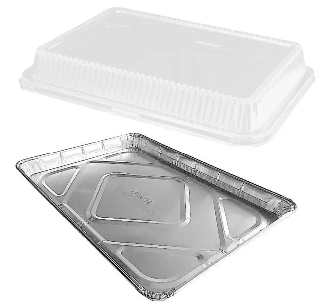 Handi-Foil Half 1/2 Size Sheet Cake Aluminum Foil Pan w/Clear High Dome Lid 20PK