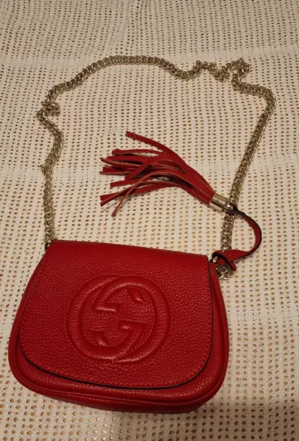 Gucci Soho Tassel Interlocking GG Crossbody Bag Ivory Leather