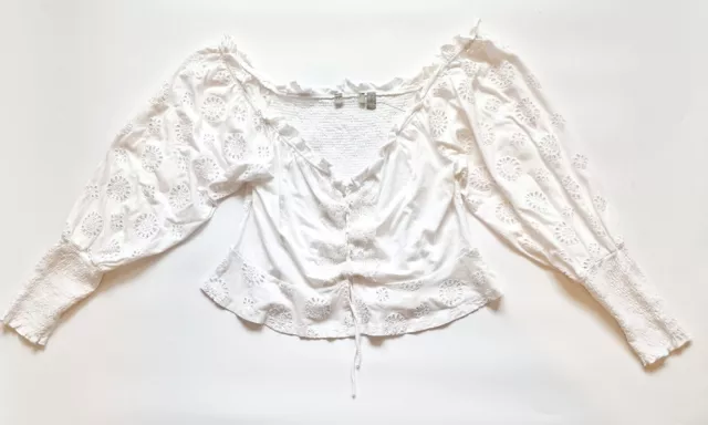 ASOS Womens Top Crop UK 8 Petite White Blouse New String