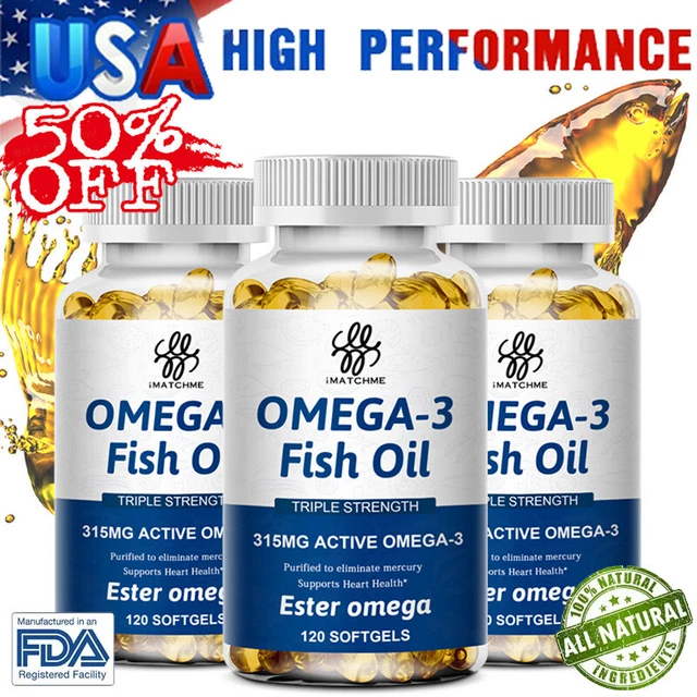 OMEGA 3 FISH Oil Capsules Triple Strength Joint Support EPA DHA Highest ...