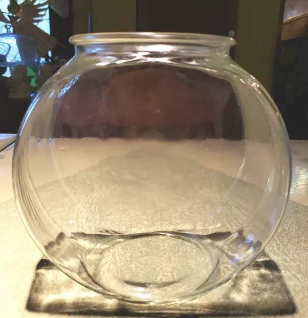 Vintage 1 Gallon Canteen Drum Style Glass Fish Bowl Aquarium Clear