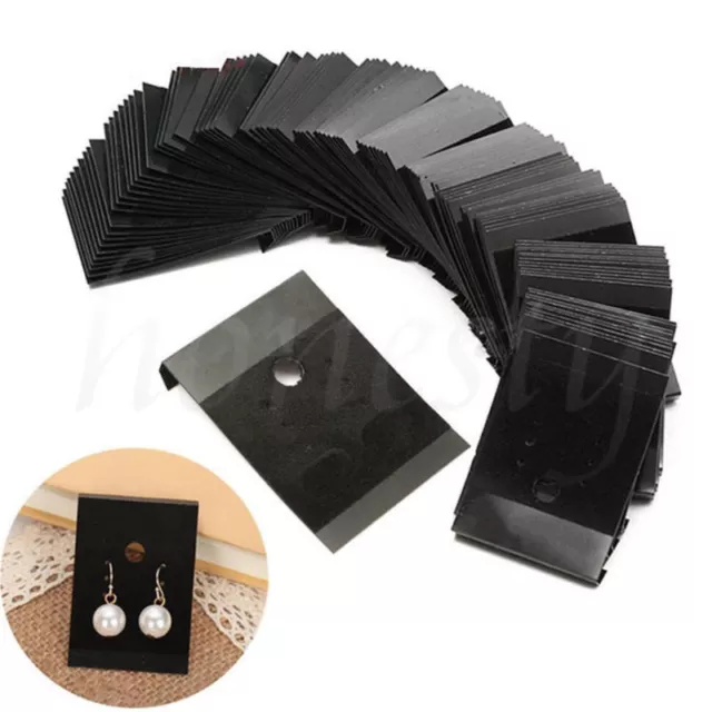 100Pcs Jewelry Earring Ear Studs Hanging Display Holder Hang Cards Black 5*4.5cm