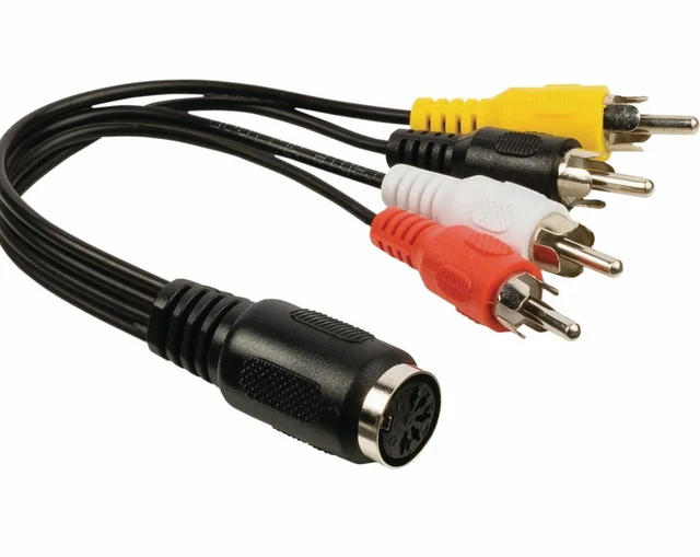 DIN 5 Pin Female To 4x RCA Male Audio Adapter Cable – 30cm / 1ft - View #2