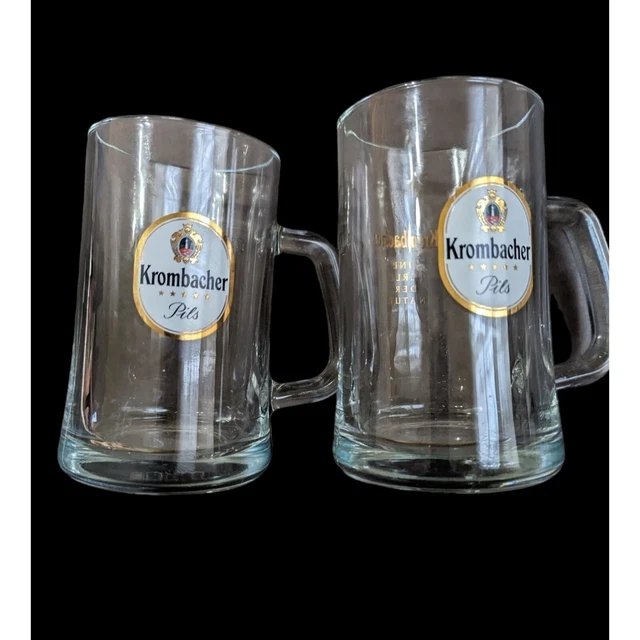 2 KROMBACHER Pils 0,5L Bier Glass Stein Pilsner Beer Mug 16oz German