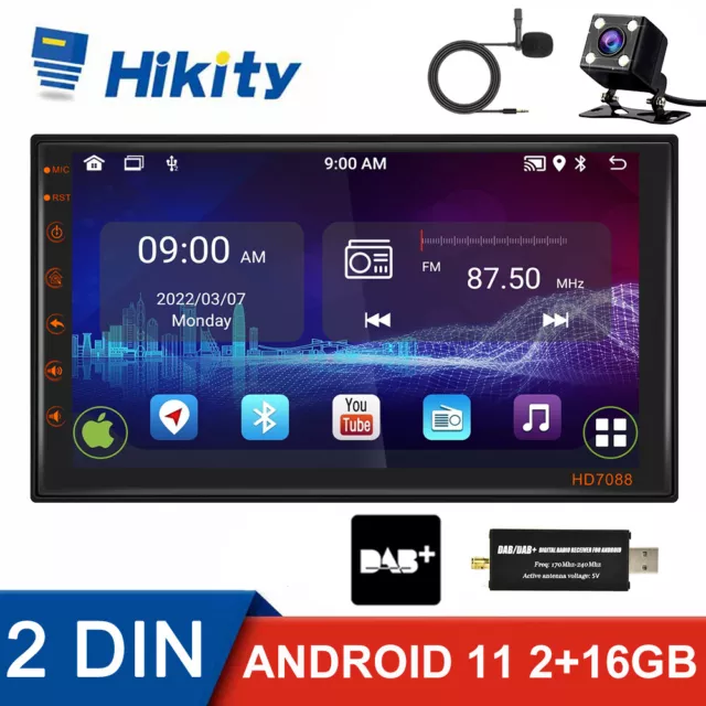 Android 11 DAB+ Autoradio Doppel 2 DIN Mit GPS Navigation Bluetooth USB WiFi DAB