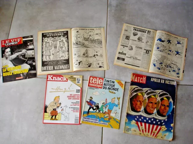 Lot 6 anciens numéros spéciaux BD Tintin Hergé dessine la conquête spatiale