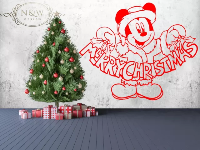 Mickey Mouse Frohe Weihnachten Disney Wand Fenster Tür Aufkleber Aufkleber Geschäft Zuhause