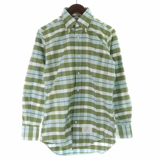Thom Browne Classic Shirt In Loden French Blue Check Oxford Button Down