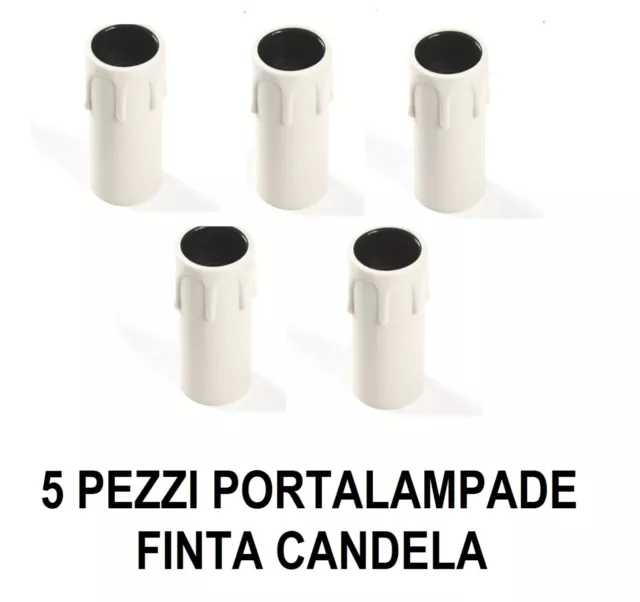 5PZ Porta lampade portalampada E14 Finta Candela Anticata Luce Lampadari h 65 mm