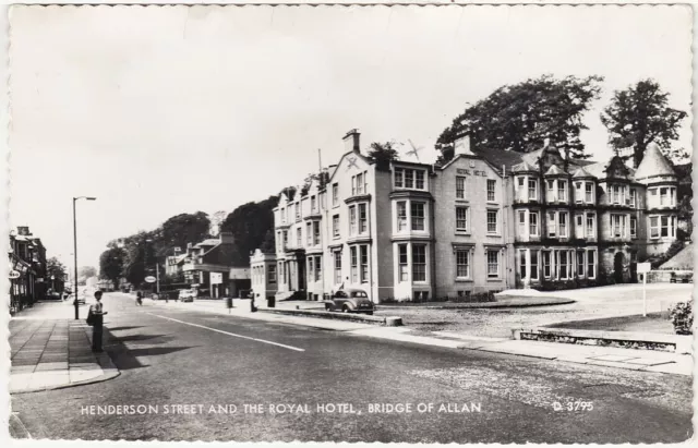 BRIDGE OF ALLAN - Henderson St - Royal Hotel -  1966 used real photo postcard