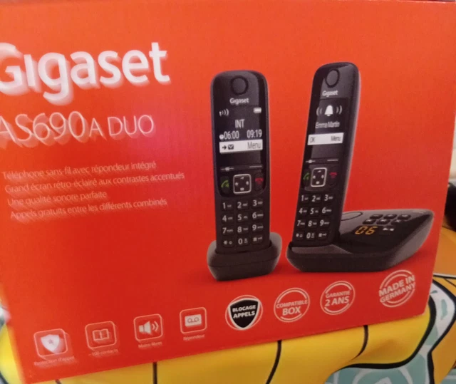 Gigaset E290A Duo - téléphone sans fil - système de répondeur avec ID d'appelant + combiné supplémentaire Pas Cher Martinique | Bureau Vallée