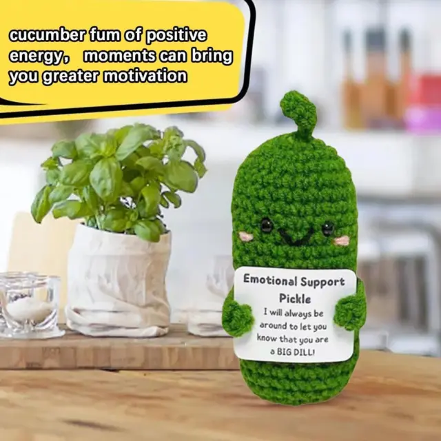 Handmade Emotional Support Pickled Cucumber Gift , Crochet Emotional B3K8