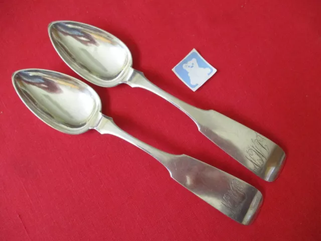 (2)  J.Wallace  Coin/Sterling Large Serving Spoons, Monogram