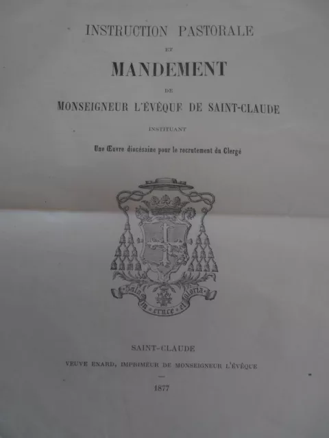 lettre pastorale de mandement de Monseigneur l’évêque de Saint Claude  ( ref 20