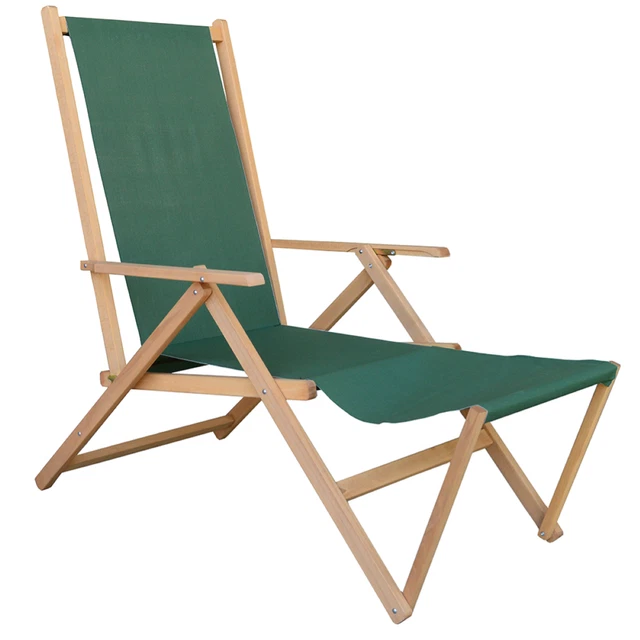 Sdraio Da Giardino Con Poggiapiedi - Pieghevole, In Filo PVC E Metallo, Verde