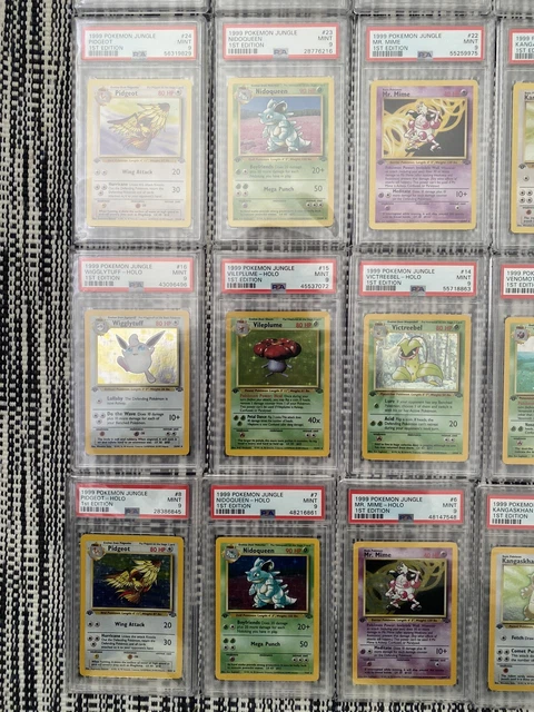 Komplettset, 1. Auflage Dschungel-Pokémon, PSA 9, 64/64, neuwertig, WOTC Vintage 2