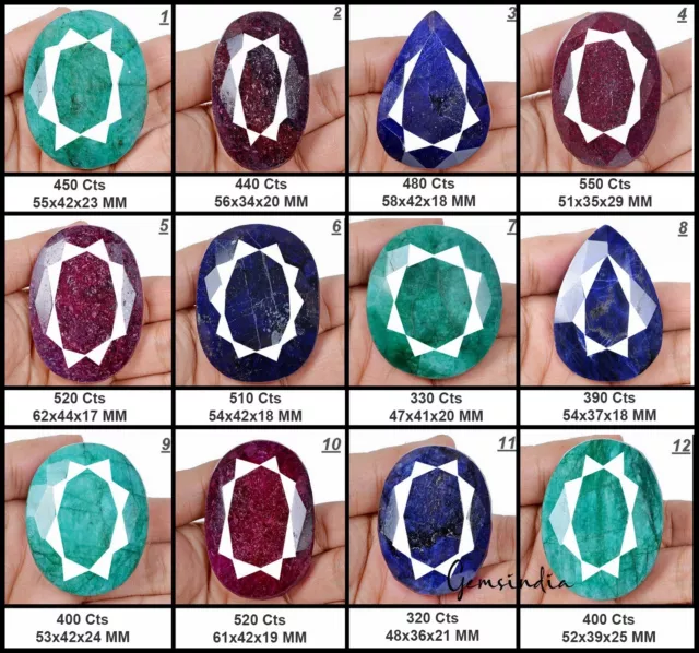 12 Pc Natural Emerald Ruby Sapphire Huge Faceted Gemstone ~5310 Ct Wholesale Lot