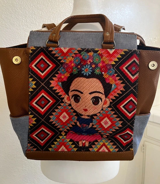 Large Little Frida Kahlo Tote Bag Colorful Mexican Art/Denim Backpack Purse Large Little Frida Kahlo Tote Bag Colorful Mexican Art/Denim Backpack Purse