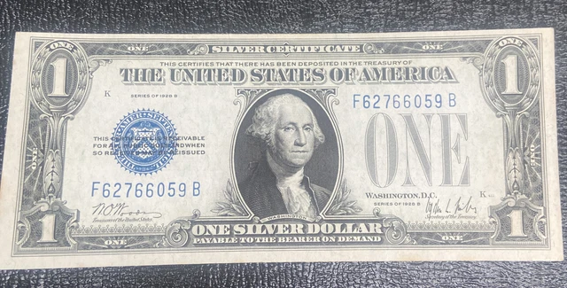 1928 B $1 Silver Certificate Funny Back Note,Blue Seal, AU/BU Nice Note!.