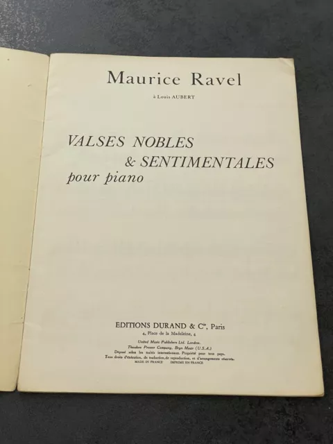 Livre Livret Partition Musique ancien Maurice Ravel Valses Nobles Sentimentales 2
