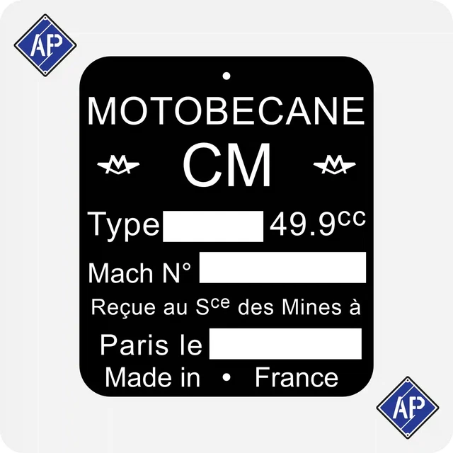 Plaque de cadre motos françaises. - Plaque de Cadre